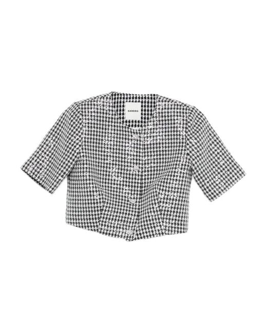 Top Con Motivo Pied-De-Poule di Sandro in Gray