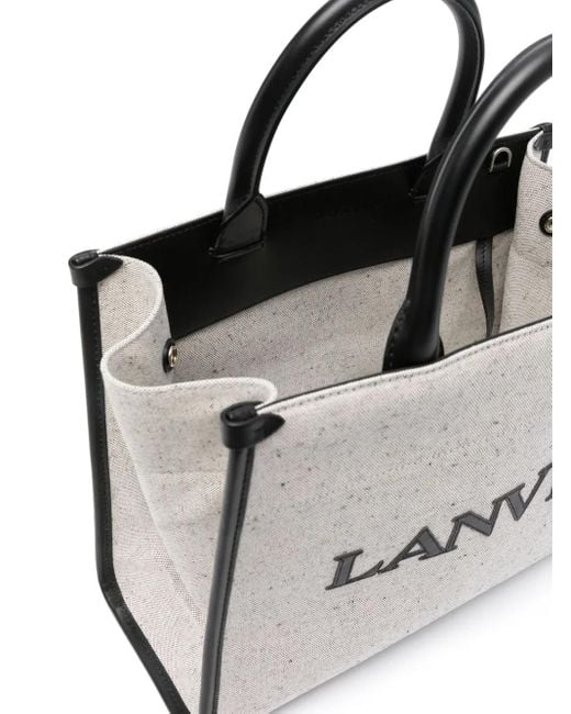 Lanvin White Logo-Embossed Tote Bag