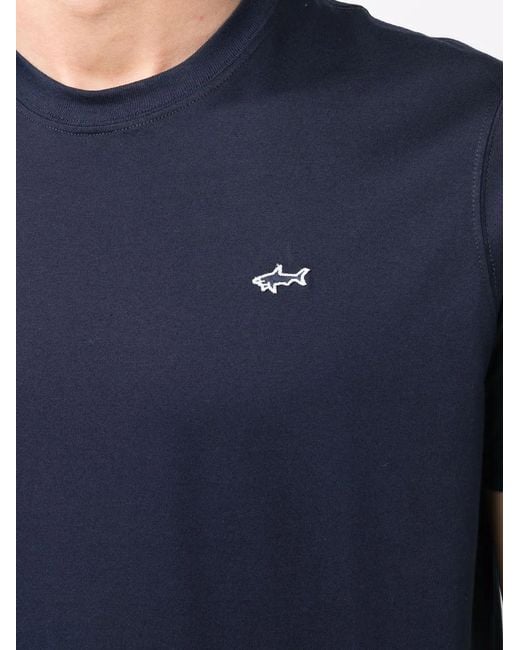 Paul & Shark Blue Logo Patch Cotton T-Shirt for men