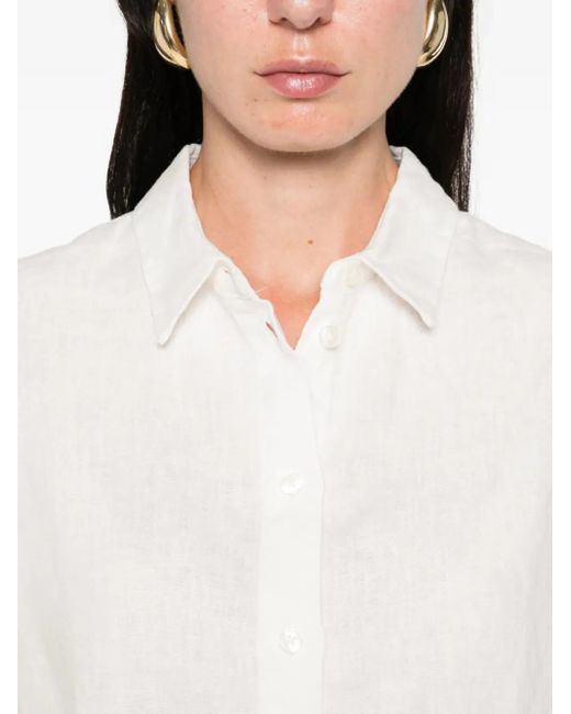 Samsøe & Samsøe White Button-Down Linen Top