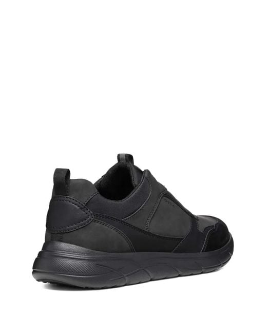 Geox Black Slip-On Panelled Trainers for men