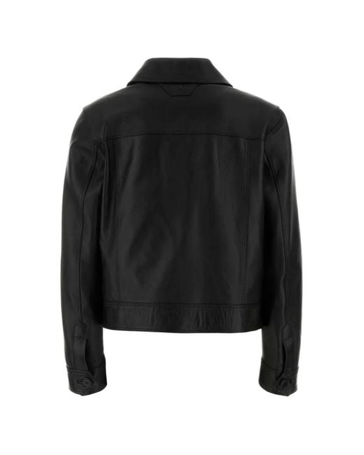 SANTORO Black Buttoned Leather Jacket