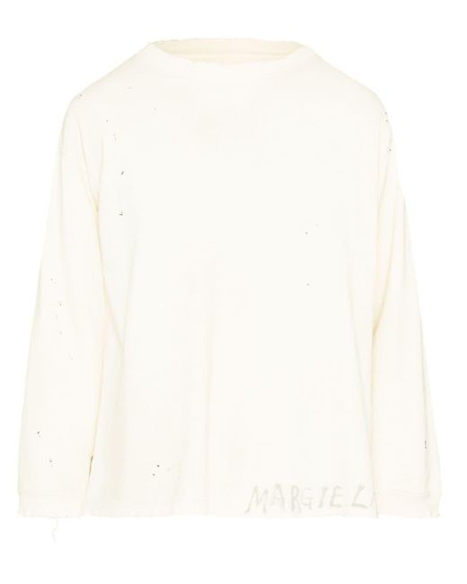Maison Margiela White Handwritten Sweatshirt for men
