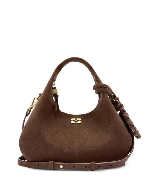 Ganni Brown Suede Mini Tote Bag