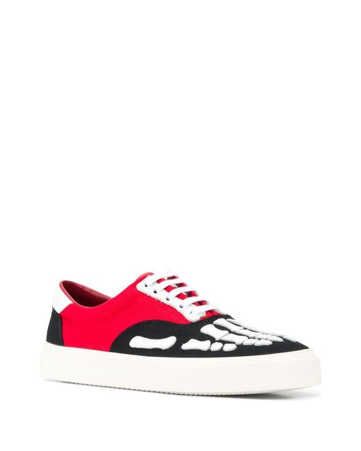 Amiri Leather Low Top Skeleton Sneakers in Red (Black) for Men - Save ...
