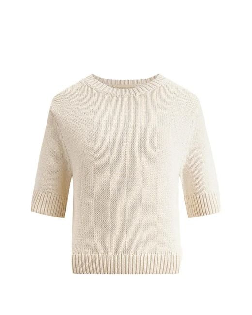 12 STOREEZ White Hearth Ribbed-Trim Short-Sleeve Top