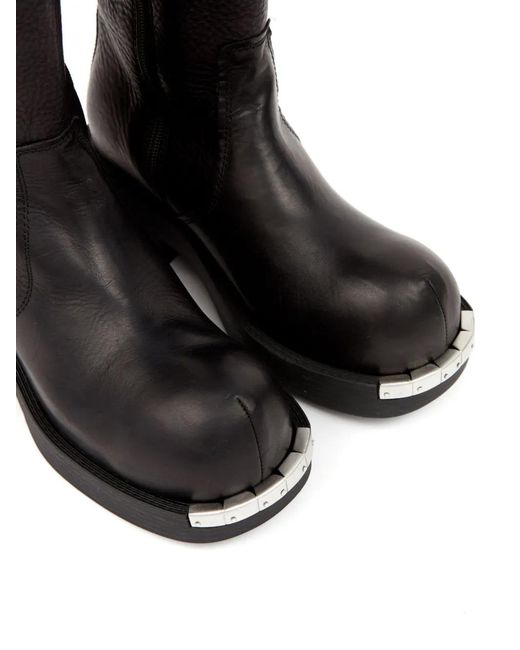 MM6 by Maison Margiela Black Panelled Buckled Leather Boots