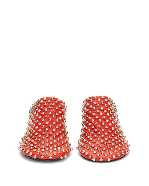 Jil Sander Red Studded Mules
