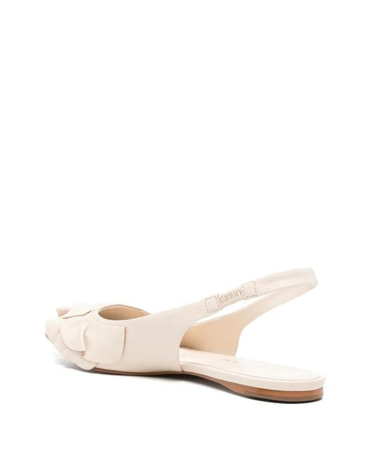 Carrano White Ruffled Slingback Flat Sandals