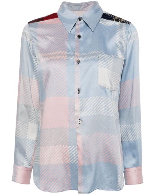 Comme des Garçons Blue Check-Pattern Detailing Shirt