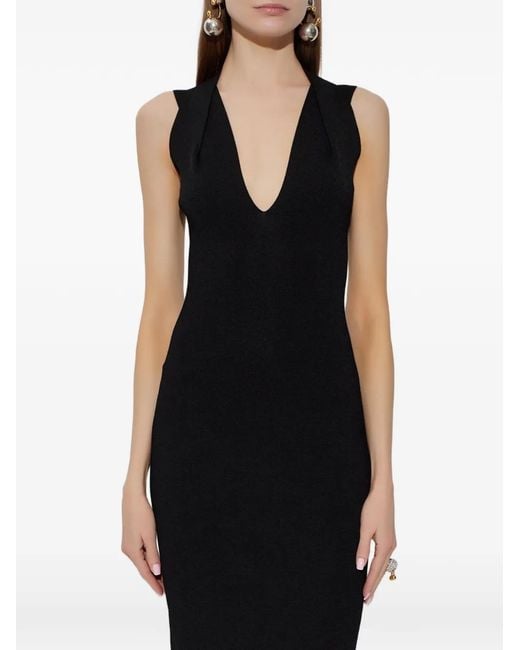 Balmain Black V-Neck Zip-Up Dress