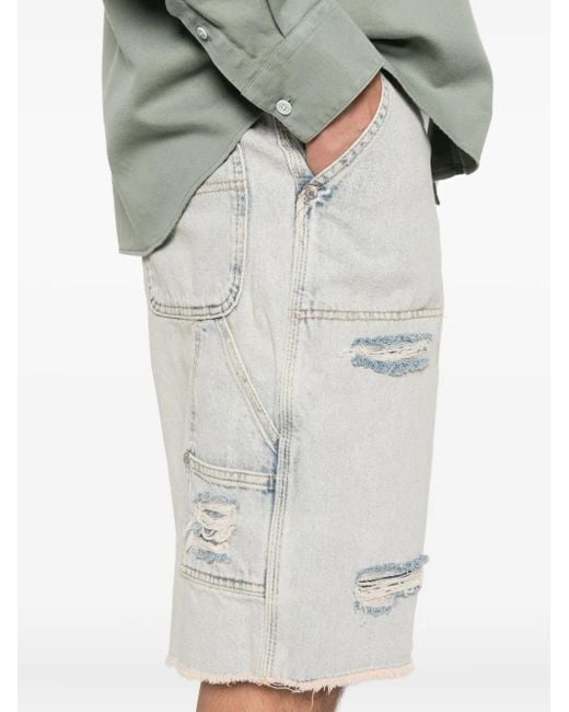 Etudes Studio White Distressed Pocket Shorts