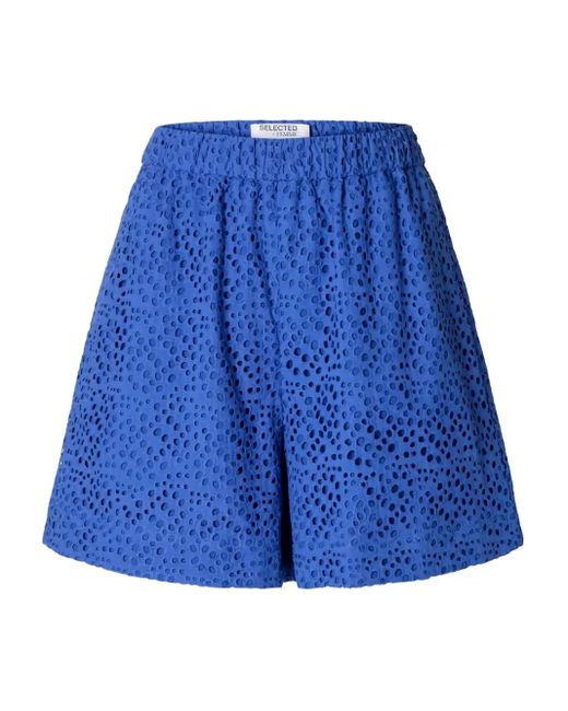 Shorts Con Vita Elasticizzata di SELECTED in Blue