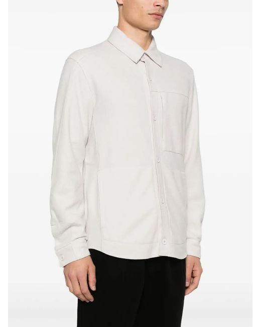 Transit White Virgin Wool Button-Up Overshirt for men