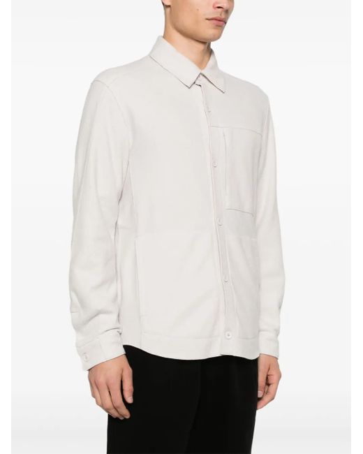 Transit White Virgin Wool Button-Up Overshirt for men