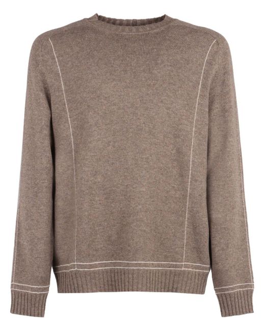 Giorgio Armani Brown Ribbed Knit Sweater for men