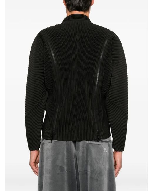 Homme Plissé Issey Miyake Black Pleated-Texture Zip-Fastening Jacket for men