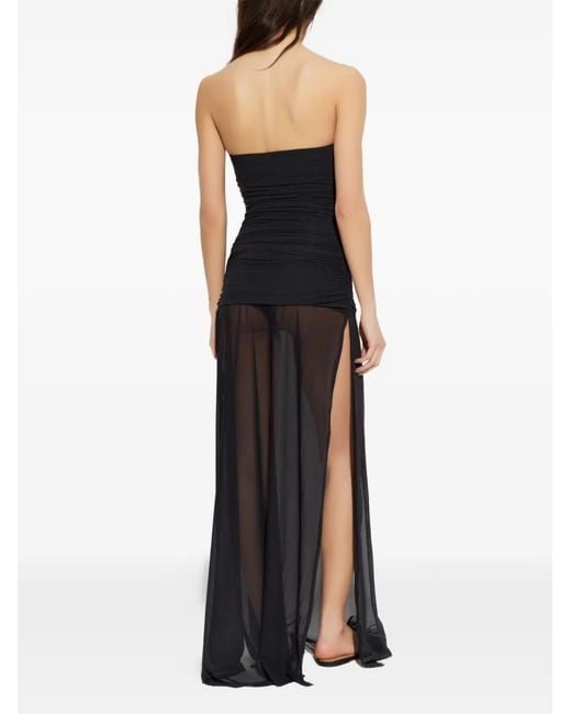 Bondeye Black Ruched Bare Maxi Dress