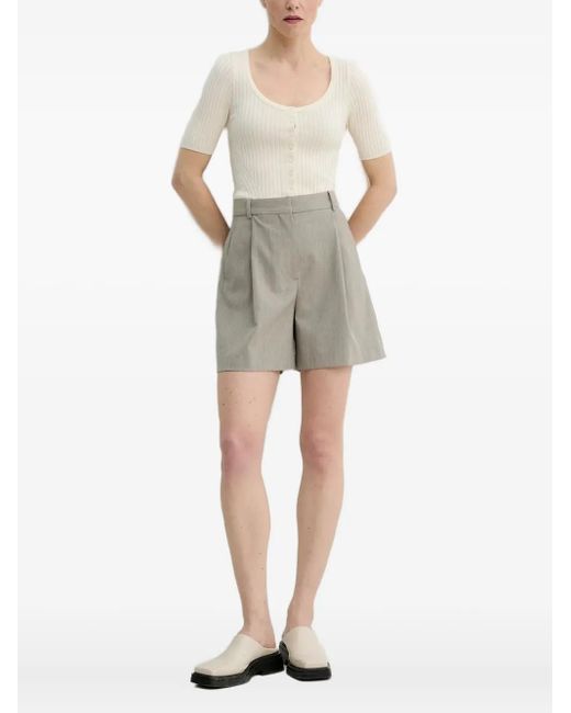 Herskind Natural Ribbed Buttoned Top