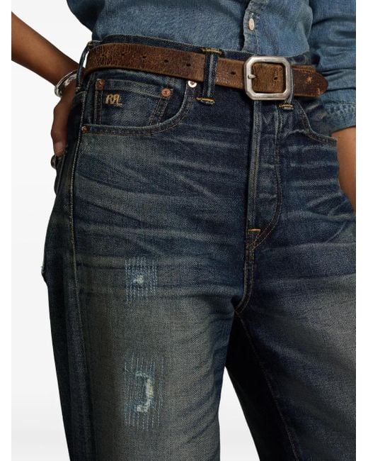 RRL Blue Distressed-Effect Jeans