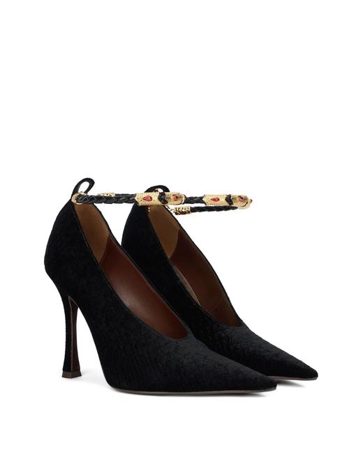 Roberto Cavalli Black Braided Strap Pumps