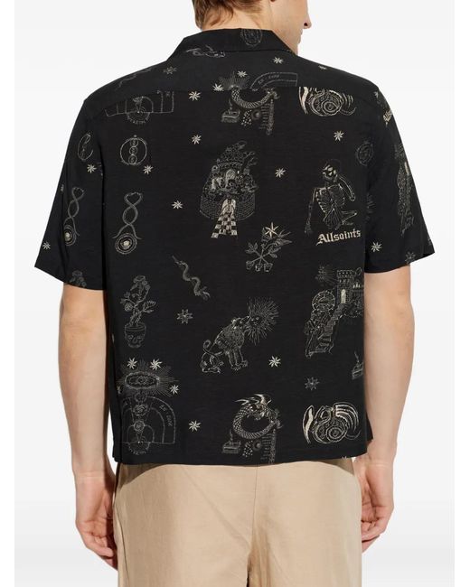 AllSaints Black Graphic-Print Shirt for men