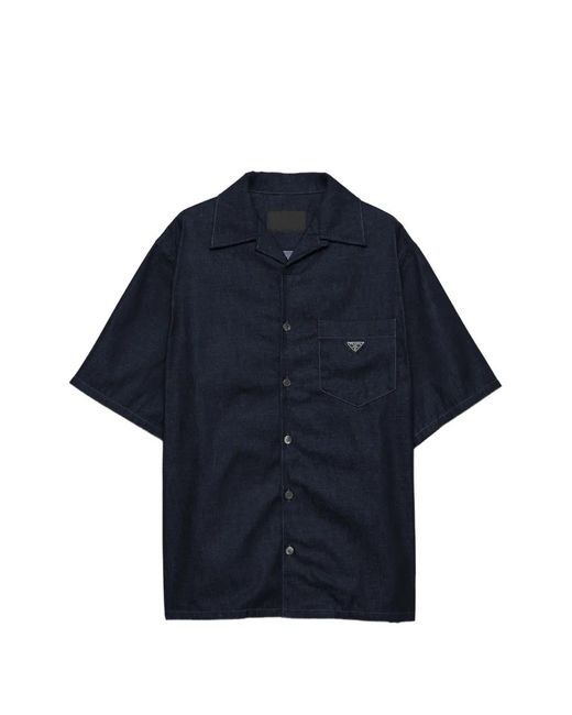メンズ Prada デニム ボーリングシャツ ブルー | Lyst