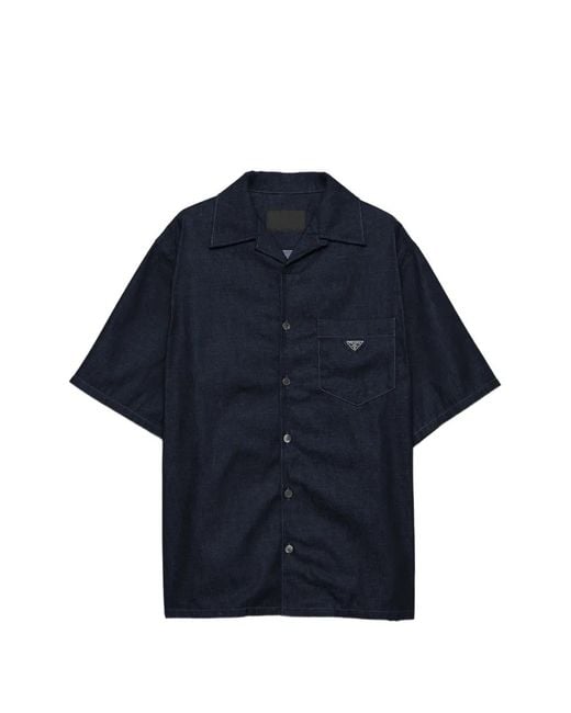 Prada メンズ ブルー デニム ボーリングシャツ 【公式通販】