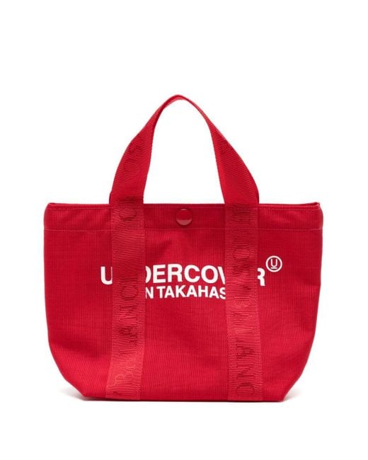 Undercover Red Logo-print Canvas Tote Bag