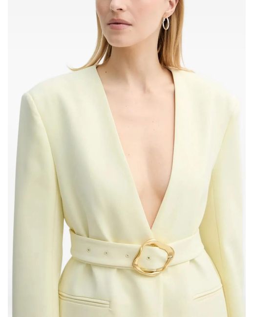Isabelle Blanche White V-Neck Belted Jacket