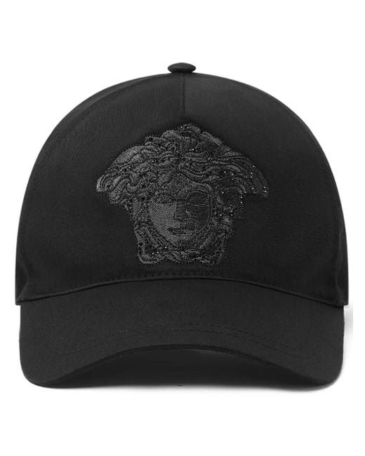 Versace Black Medusa Embroidered Baseball Cap for men