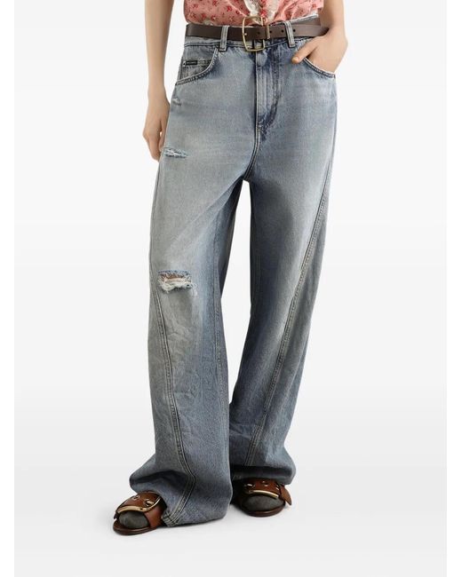 Dolce & Gabbana Blue Distressed Panelled Jeans