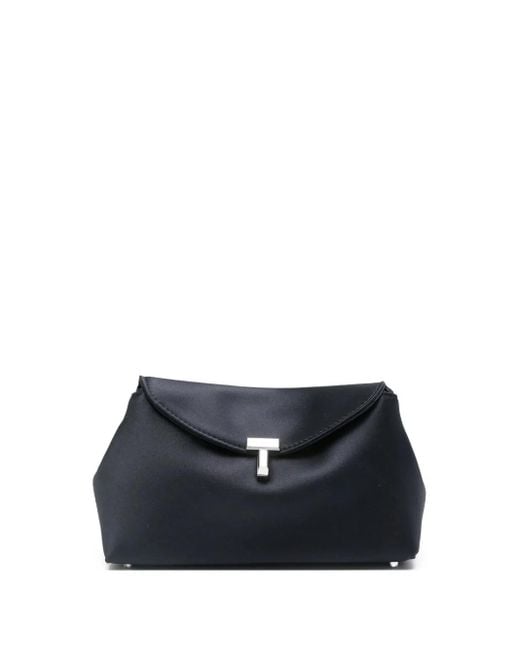 Totême  Blue Mini T-Lock Satin Clutch Bag