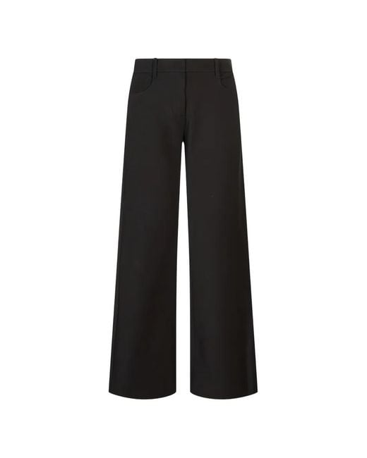 Max Mara Black Wide-Leg Twill-Weave Trousers
