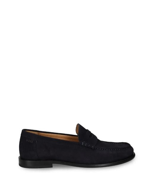 Boss Black Suede Penny Loafers for men