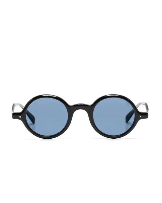 Eyevan 7285 Blue Tinted-Lenses Round-Frame Sunglasses