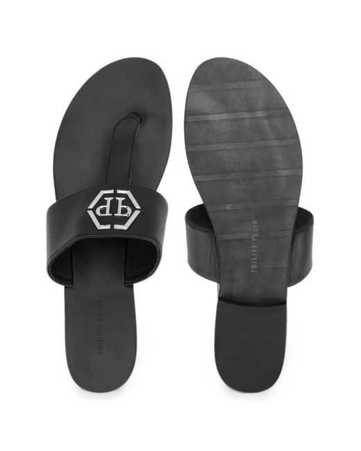 Philipp Plein Black Sandales En Cuir for men