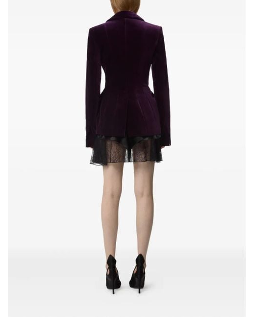 Nina Ricci Fluwelen Blazer Met Strik in het Blue
