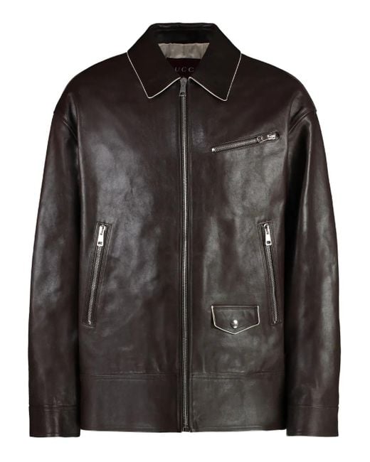 Gucci Leren Bikerjack in het Black voor heren