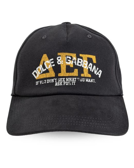 Dolce & Gabbana Blue Logo-Print Baseball Cap for men