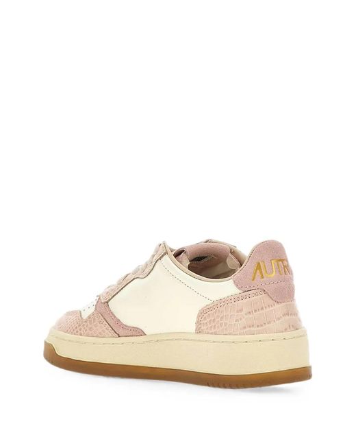 Autry White Medalist Low Crocodile-Embossed Sneakers