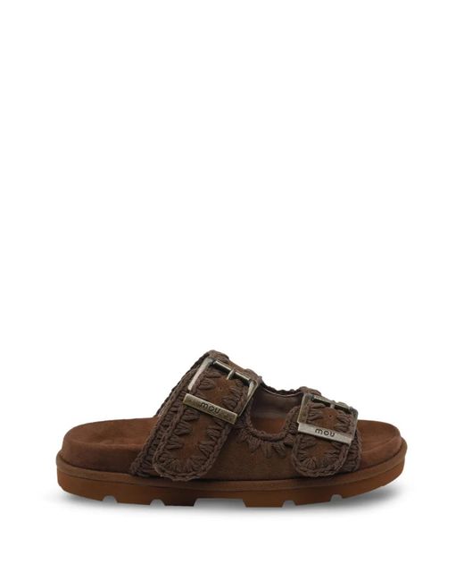 Mou Brown Suede Sandals