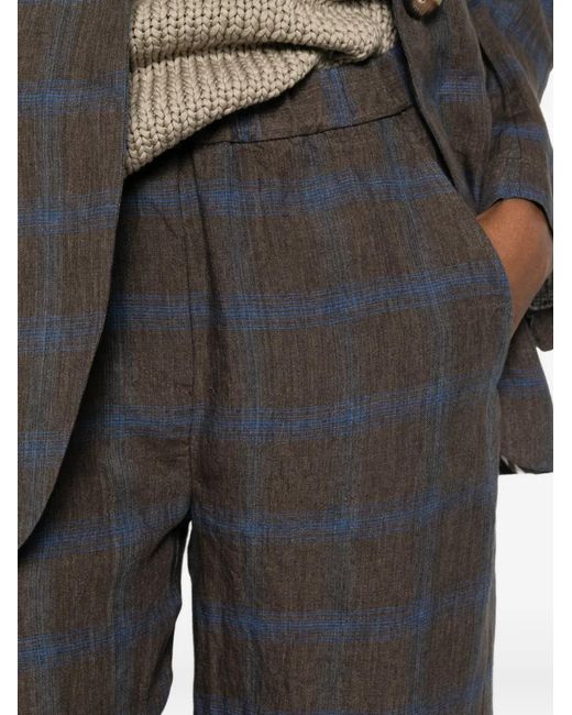 Diega Gray Check-Pattern Wide-Leg Trousers