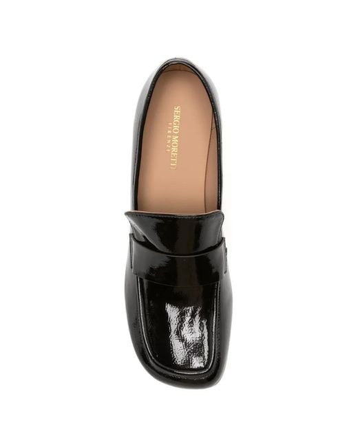 SERGIO MORETTI FIRENZE Black Square-Toe Leather Pumps