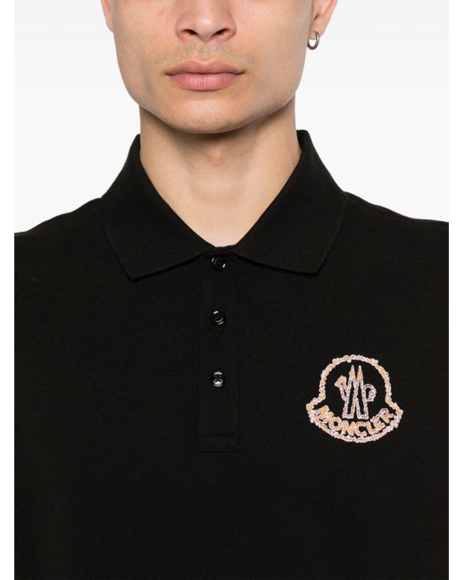 Moncler Poloshirt Met Geborduurd Logo in het Black voor heren