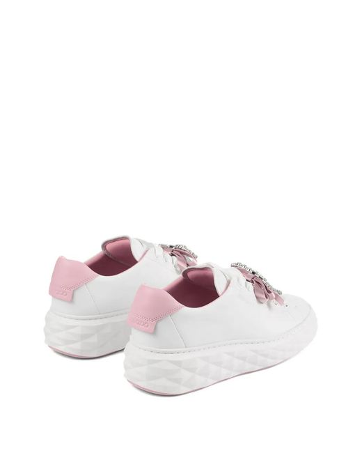 Jimmy Choo White Baskets Diamond Light Maxi F À Nœud Orné De Cristaux