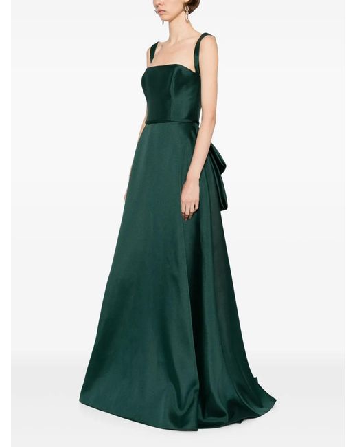 Amsale Green Square-Neck Gown