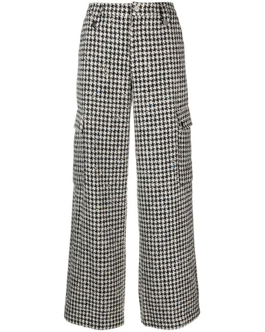 ROTATE BIRGER CHRISTENSEN Gray Sparkly Houndstooth Trousers