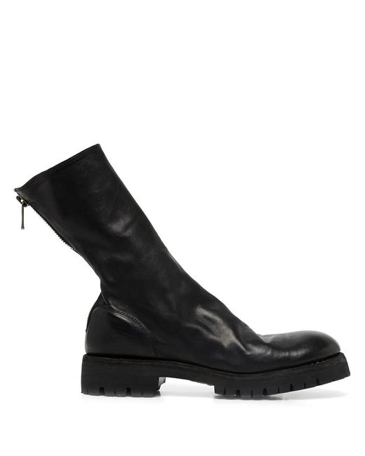 Guidi Black Zip-Fastening Leather Ankle Boots