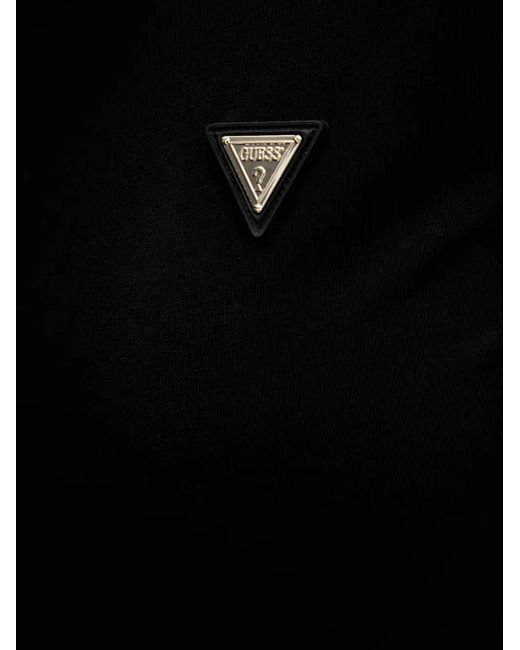 Guess Black Triangle-Logo High-Neck Mini Dress